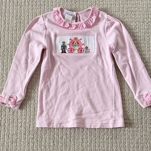 Charming Pink Long Sleeve Kids Shirt with Ruffle Details